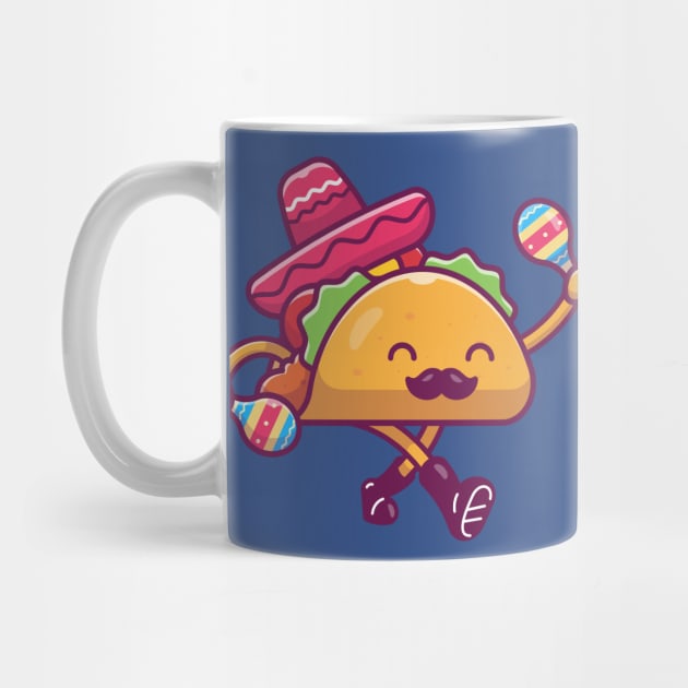 Sombrero Hat Mustache Taco Playing Maracas With Boot Cartoon by Catalyst Labs